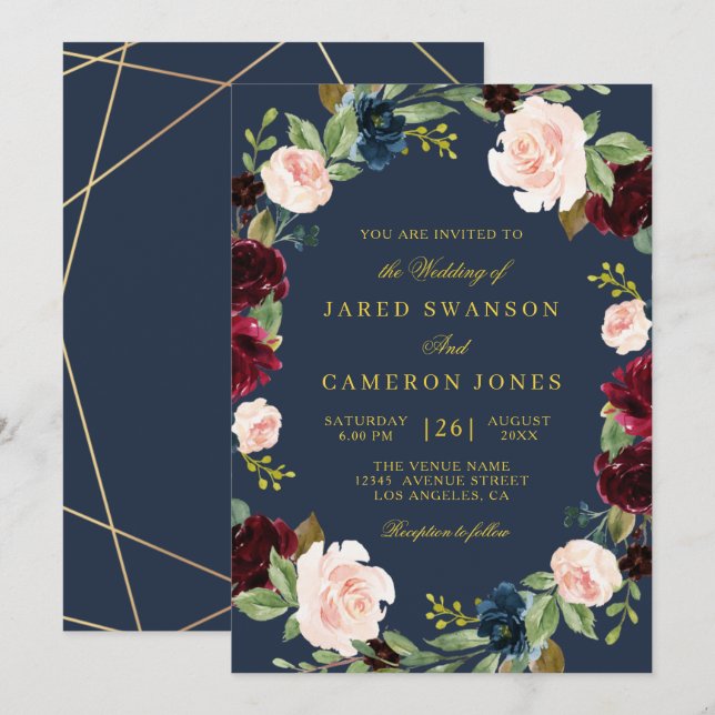 faire-part de mariage de la marine de Bourgogne (Devant / Derrière)