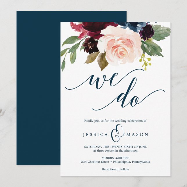 Faire-part de mariage de la marine de Bourgogne (Devant / Derrière)