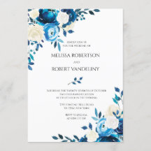 Faire-part de mariage de la marine Roses bleus