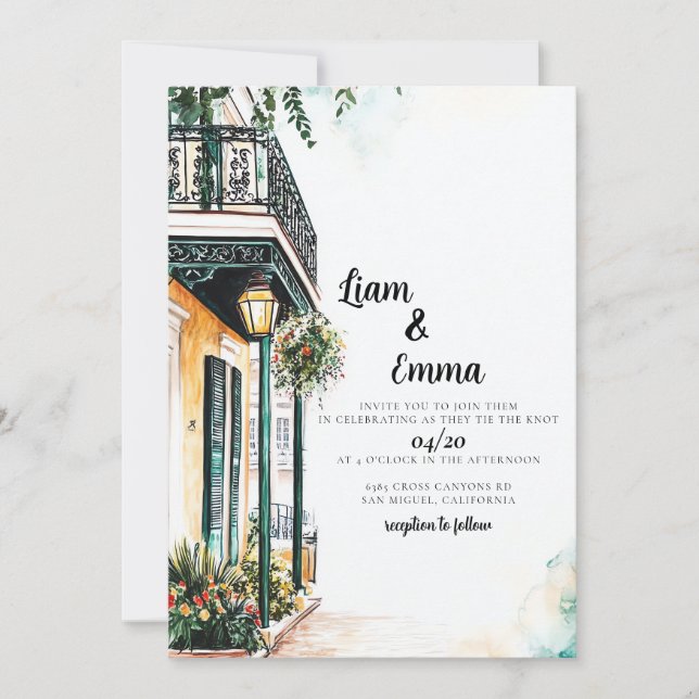 Faire-part de mariage de la Nouvelle-Orléans (Devant)