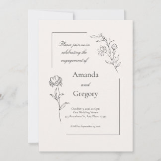 Faire-part de mariage de la partie d'engagement fl