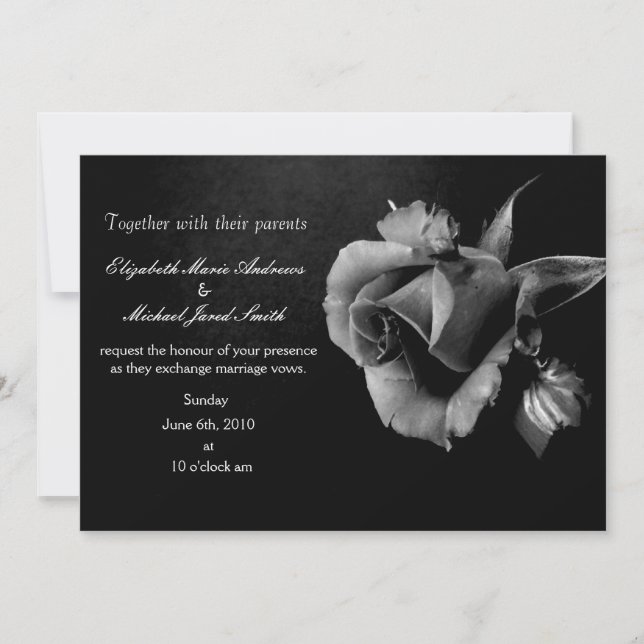 Faire-part de mariage de la Rose noire et blanche (Devant)