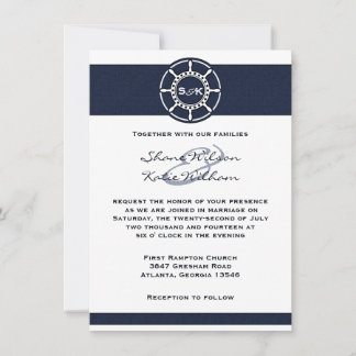 Faire-part de mariage de la roue bleue de la marin
