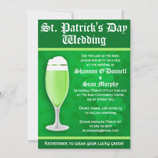 Faire-part de mariage de la Saint Patrick (Devant)