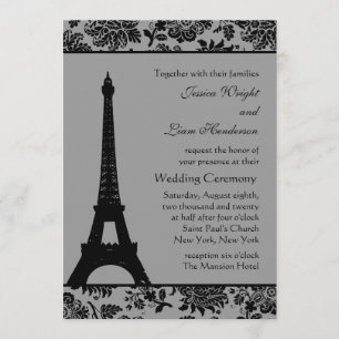 Faire-part de mariage de la tour Eiffel Damask