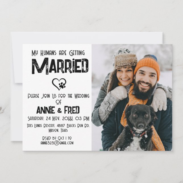 Faire-part de mariage de l'amant animal de chien (Devant)
