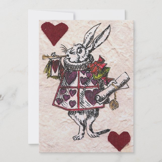 Faire-part de mariage de lapin blanc (Devant)