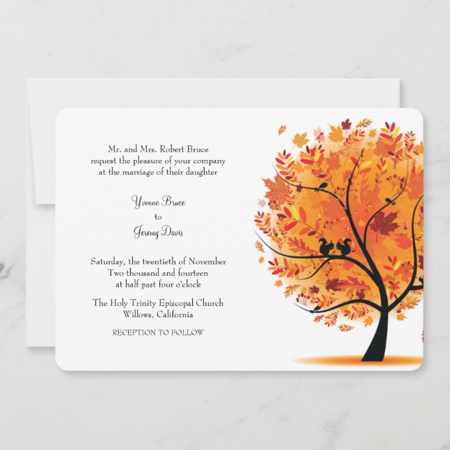 Faire-part de mariage de l'arbre d'automne (Devant)