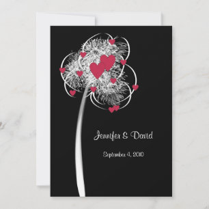 Faire-part de mariage de l'arbre Fireworks & Heart