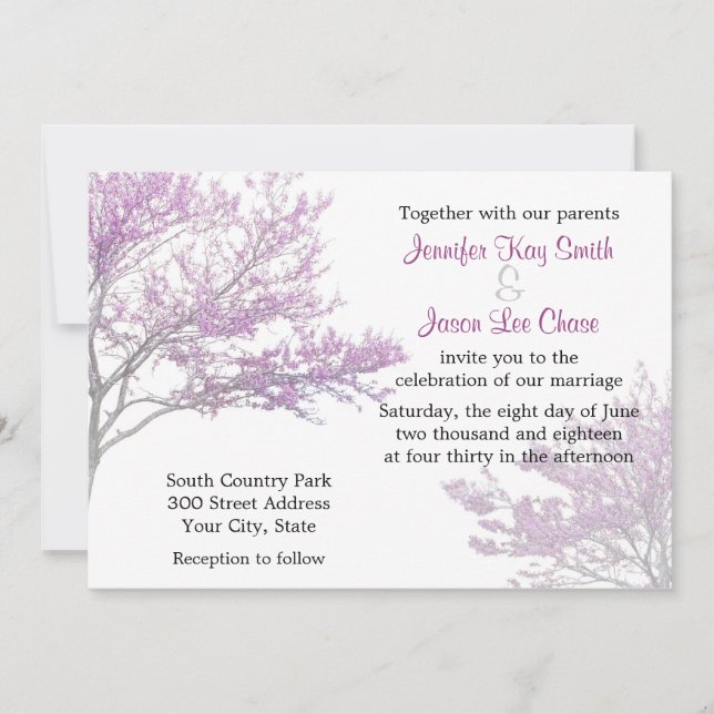 Faire-part de mariage de l'arbre Redbud (Devant)
