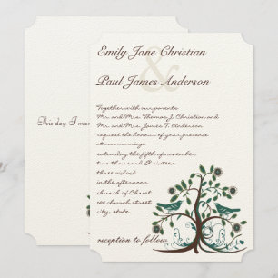 Faire-part de mariage de l'arbre Turquoise et Brow