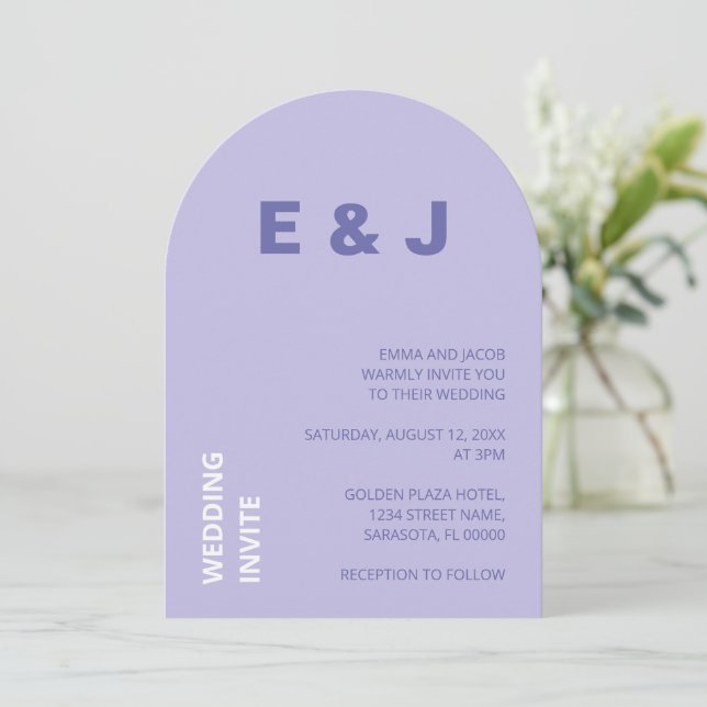 Faire-part de mariage de lavande violette moderne (Debout devant)