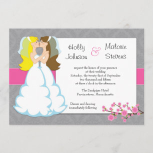Faire-part de mariage de lesbienne de fleurs de