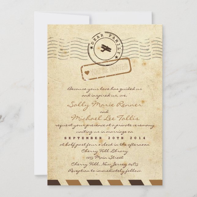 Faire-part de mariage de lettre d'amour (Devant)