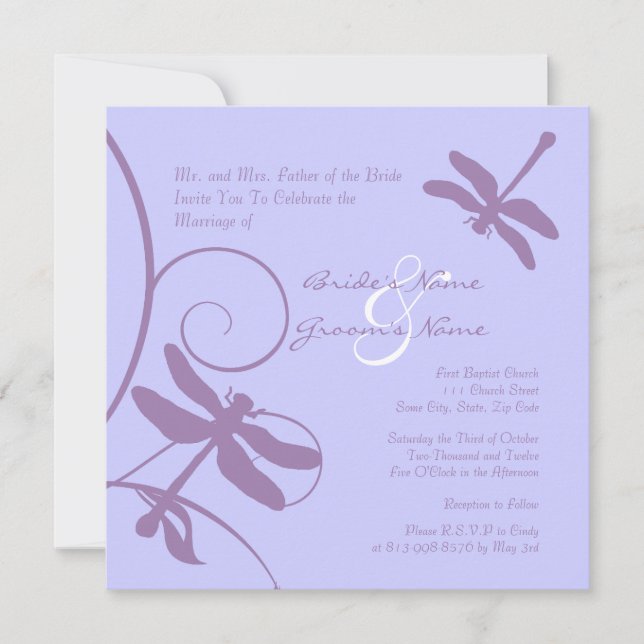 Faire-part de mariage de libellule de perwinkle&la (Devant)
