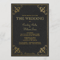 Faire-part de mariage de livre en cuir Vintage