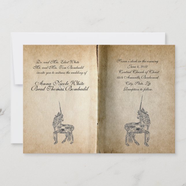 Faire-part de mariage de livres d'histoire de Unic (Devant)
