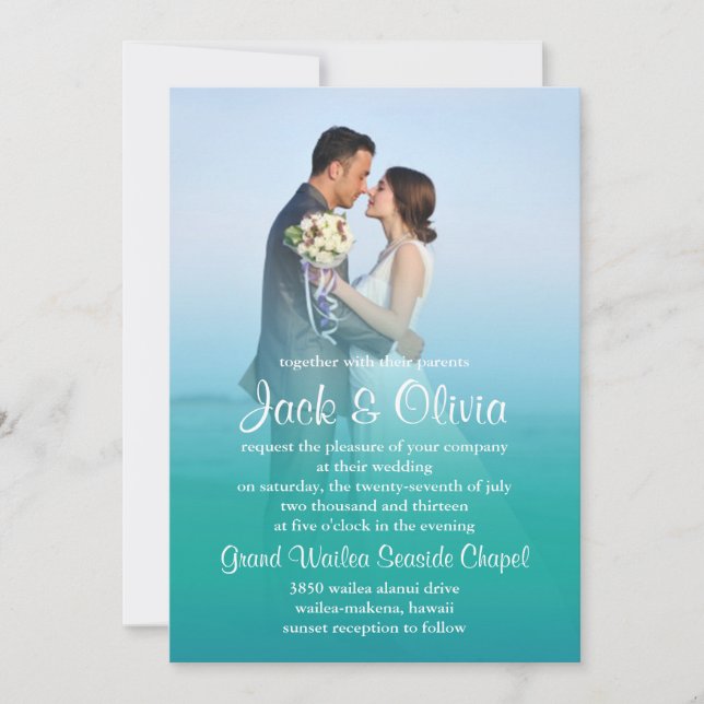 Faire-part de mariage de l'océan (Devant)