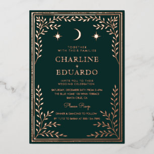 Faire-part de mariage de l'ornement d'ivoire vert 