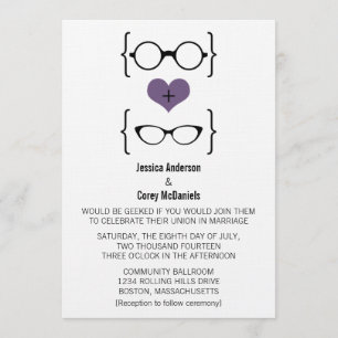 Faire-part de mariage de lunettes pourpres Geeky