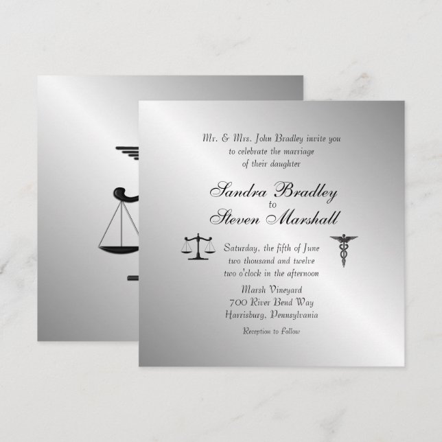 Faire-part de mariage de l'Union du droit et de la (Devant / Derrière)