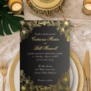 Faire-part de mariage de luxe de flacons d'or
