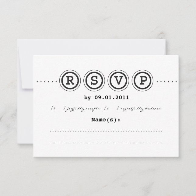 Faire-part de mariage de machine à écrire RSVP (Devant)