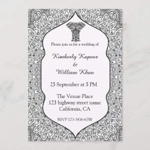 Faire-part de mariage De Mandala Noir Et Blanc