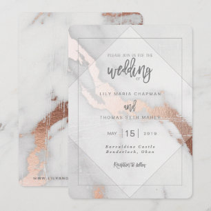 FAIRE-PART DE MARIAGE DE MARBRE ET ROSE D'EFFET