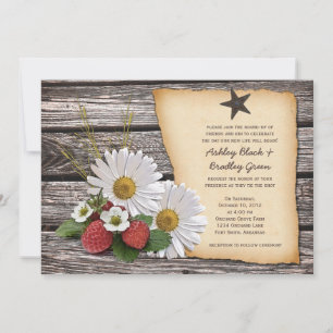 Faire-part de mariage de marguerite aux fraises ru