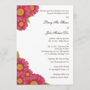 Faire-part de mariage de marguerite de Gerbera