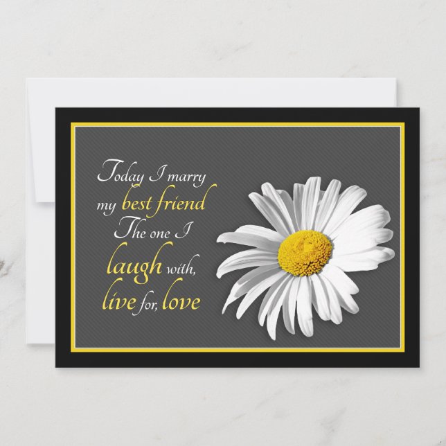 Faire-part de mariage de marguerite Shasta en or n (Devant)