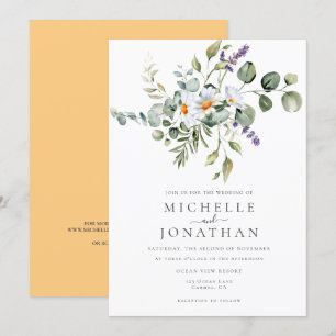 Faire-part de mariage de marguerites blanches avec