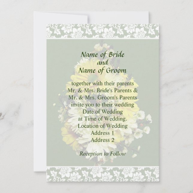 Faire-part de mariage de marguerites jaunes et de  (Devant)