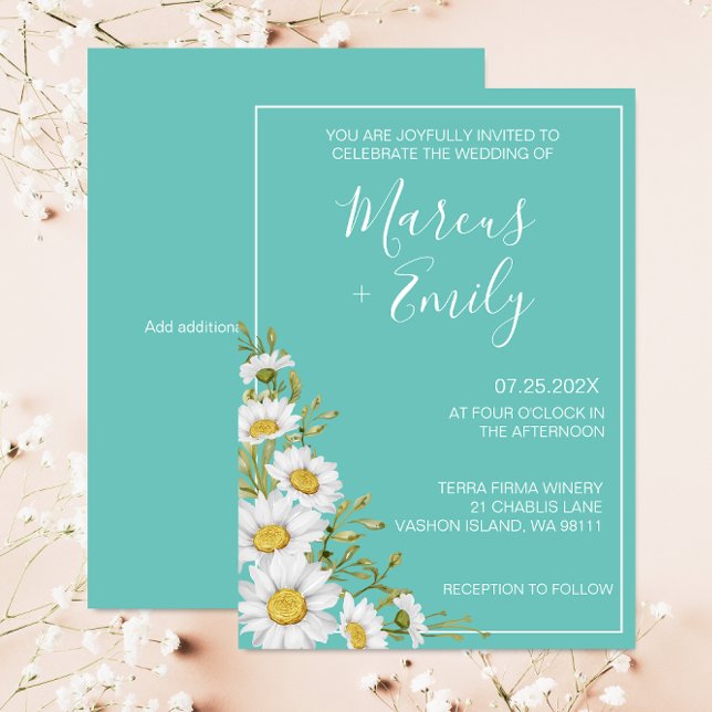 Faire-part de mariage de marguerites Turquoises et (Créateur téléchargé)