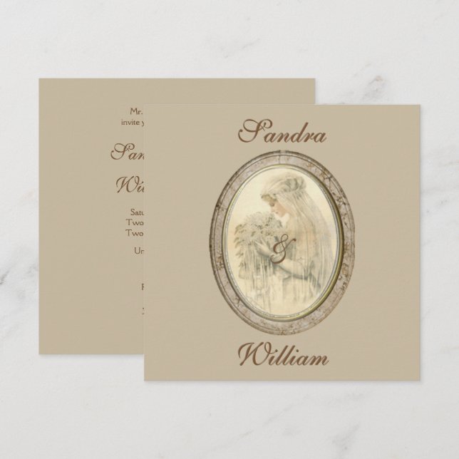 Faire-part de mariage de mariée antique (Devant / Derrière)