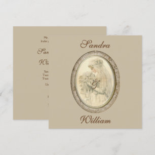 Faire-part de mariage de mariée antique