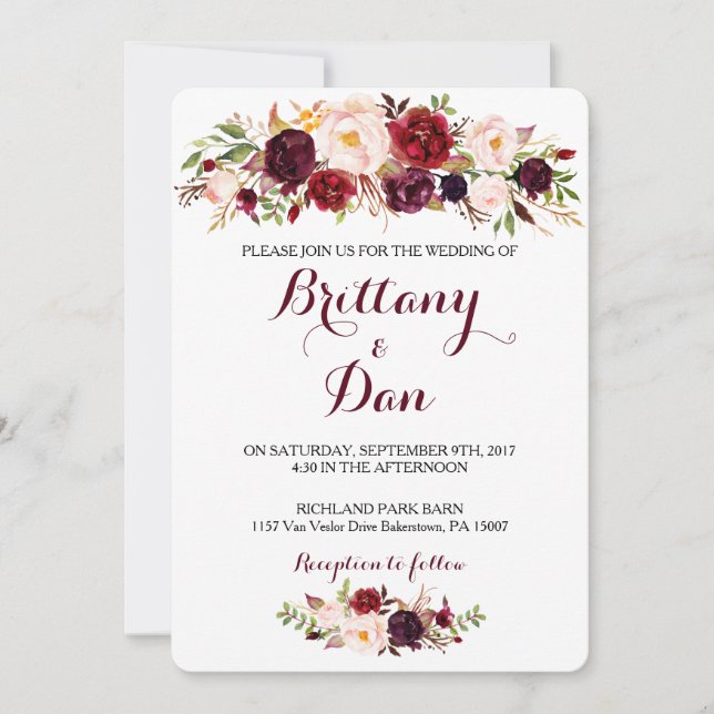 Faire-part de mariage de Marsala (Devant)