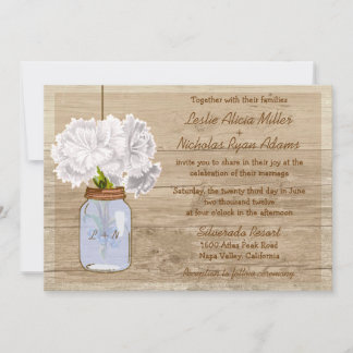 Faire-part de mariage de Mason Jar en bois rustiqu