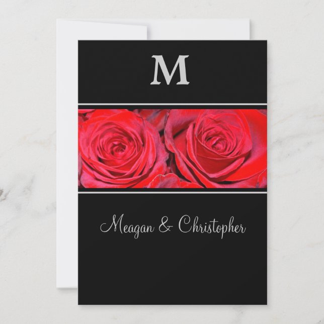 Faire-part de mariage de monogramme d'argent de (Devant)
