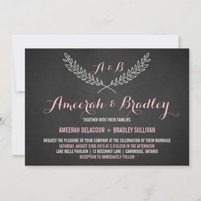 Faire-part de mariage de monogramme de couronne de (Devant)