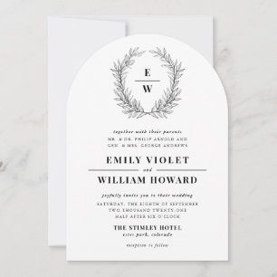 Faire-part de mariage de monogramme de couronne no