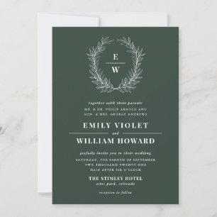 Faire-part de mariage de monogramme de couronne ve
