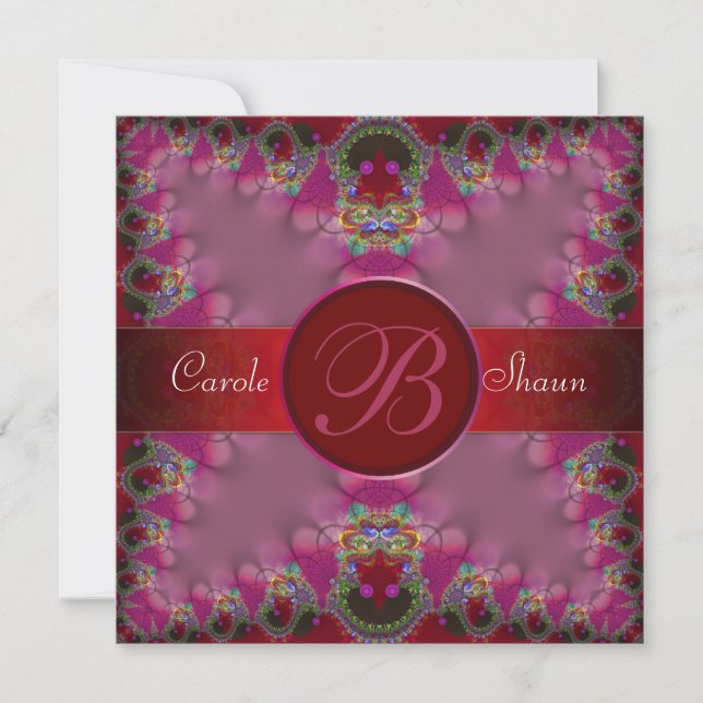 Faire-part de mariage de monogramme de dentelle fr (Devant)