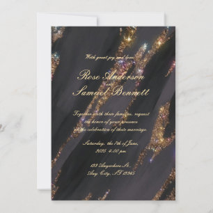 Faire-part de mariage de monogramme élégant Gold F