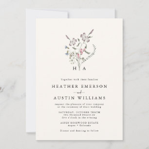 Faire-part de mariage de monogramme floral