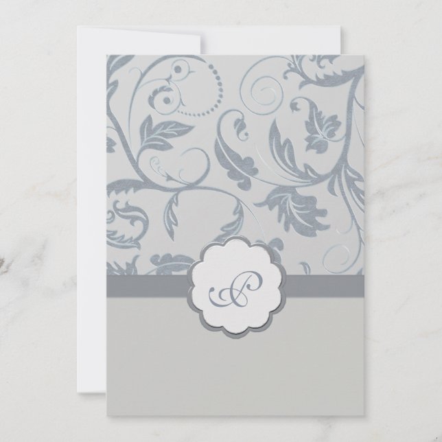 Faire-part de mariage de monogramme floral (Devant)