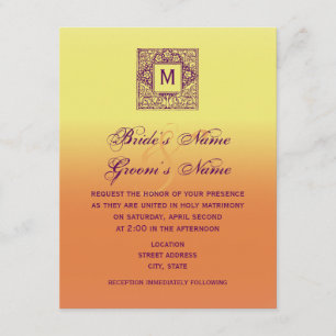 Faire-part de mariage de monogramme inspiré de la 