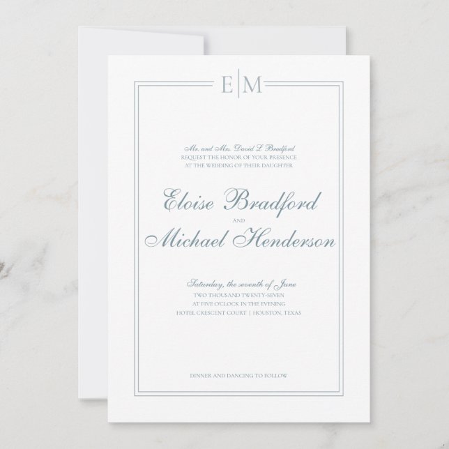 Faire-part de mariage de monogramme officiel (Devant)