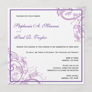 Faire-part de mariage de monogramme pourpre